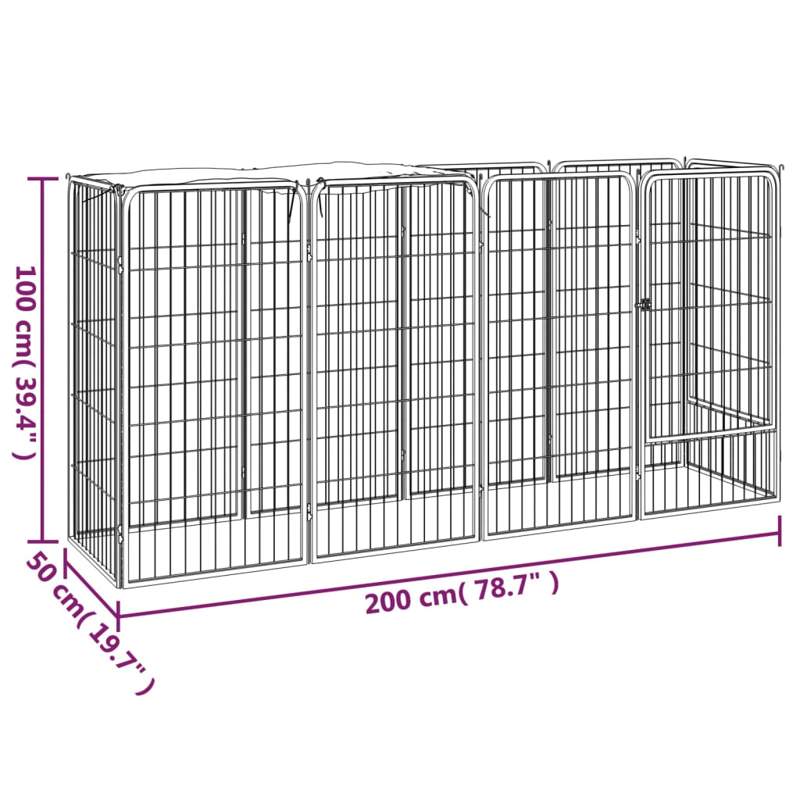 vidaXL 10-Panel Dog Playpen Black 50x100 cm Powder-coated Steel