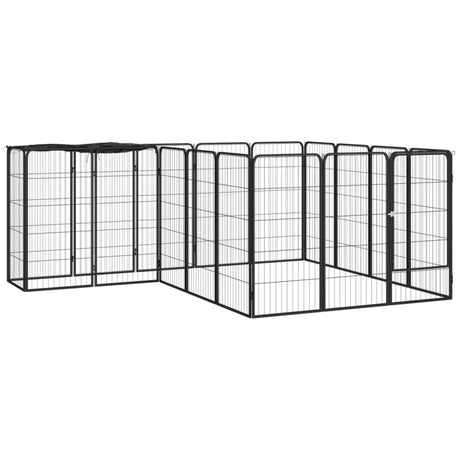 vidaXL 18-Panel Dog Playpen Black 50x100 cm Powder-coated Steel