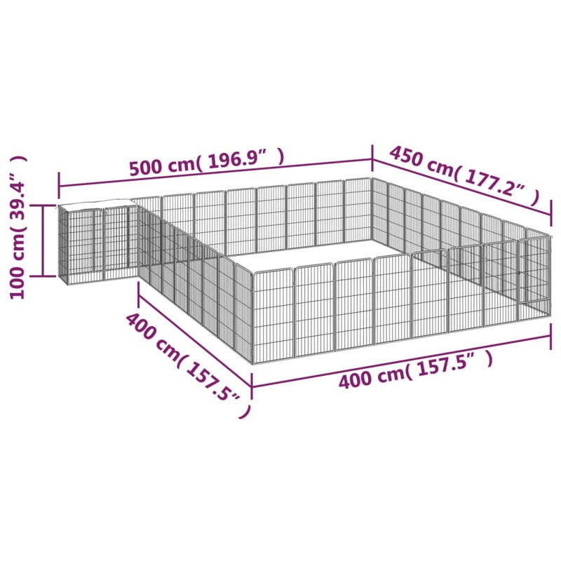 vidaXL 38-Panel Dog Playpen Black 50x100 cm Powder-coated Steel