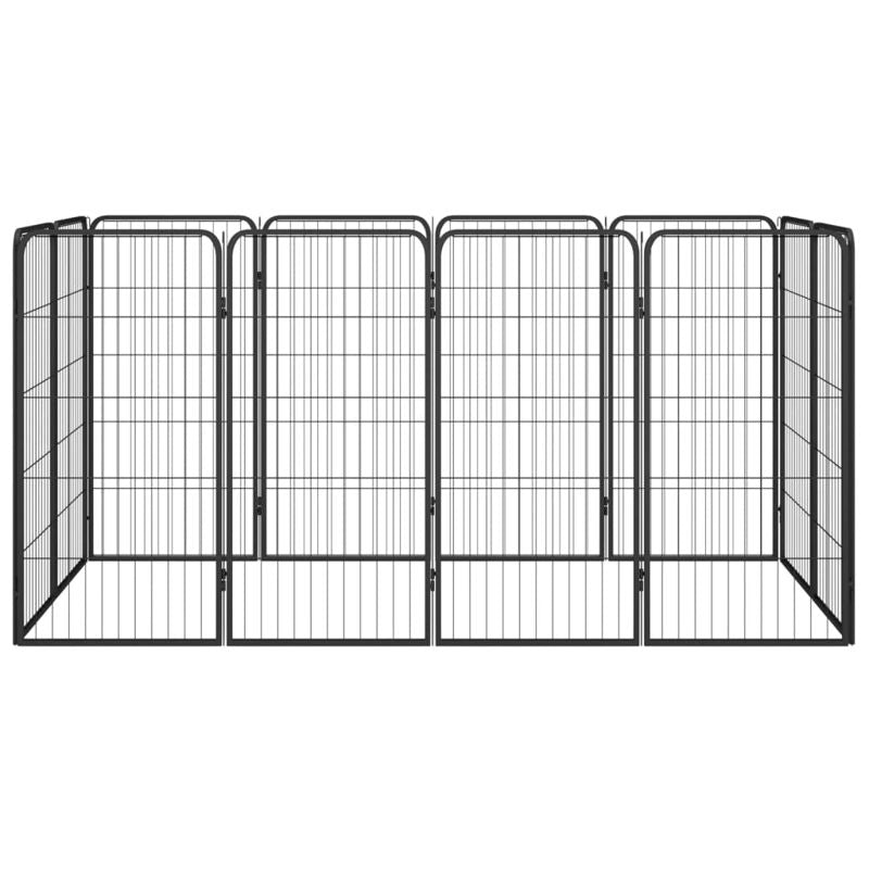 vidaXL 12-Panel Dog Playpen Black 50x100 cm Powder-coated Steel