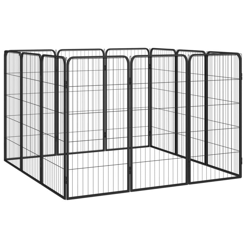 vidaXL 12-Panel Dog Playpen Black 50x100 cm Powder-coated Steel