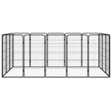 vidaXL 16-Panel Dog Playpen Black 50x100 cm Powder-coated Steel