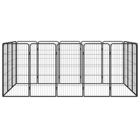 vidaXL 16-Panel Dog Playpen Black 50x100 cm Powder-coated Steel