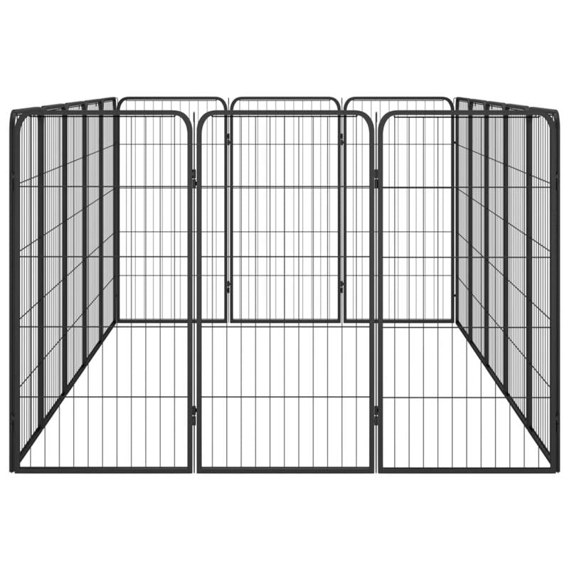 vidaXL 16-Panel Dog Playpen Black 50x100 cm Powder-coated Steel