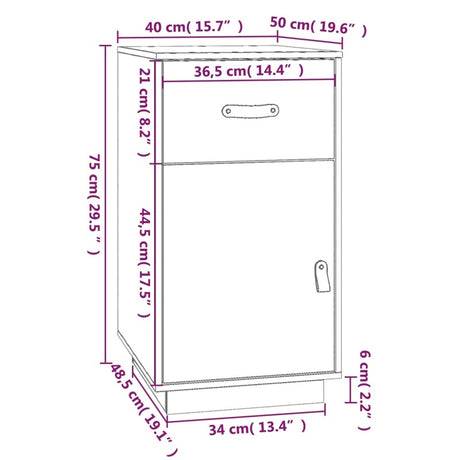 vidaXL Desk Cabinet Grey 40x50x75 cm Solid Wood Pine