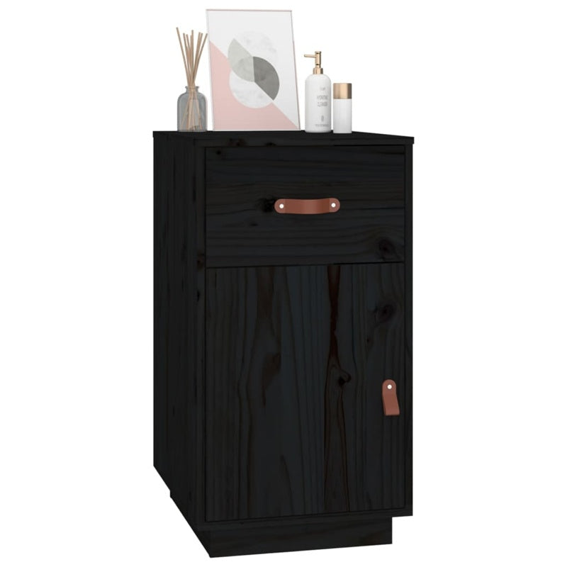 vidaXL Desk Cabinet Black 40x50x75 cm Solid Wood Pine