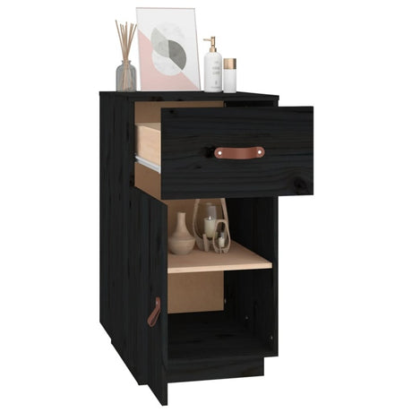 vidaXL Desk Cabinet Black 40x50x75 cm Solid Wood Pine