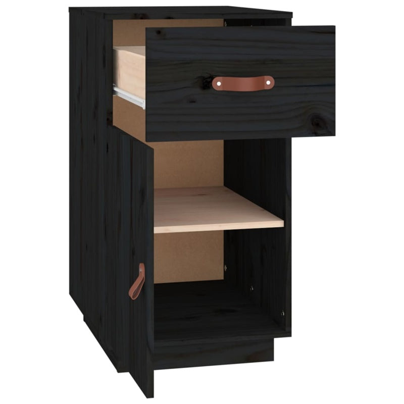 vidaXL Desk Cabinet Black 40x50x75 cm Solid Wood Pine