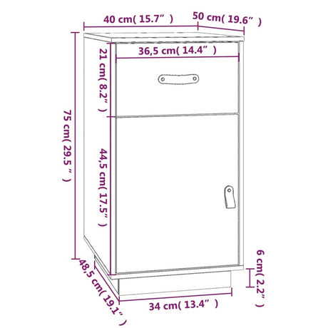 vidaXL Desk Cabinet Black 40x50x75 cm Solid Wood Pine