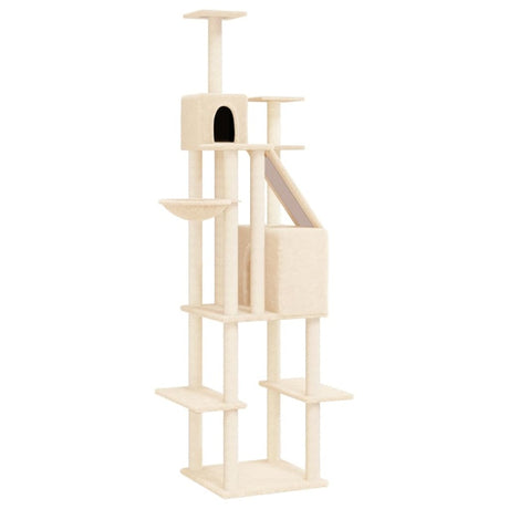 vidaXL Cat Tree with Sisal Scratching Posts Cream 201 cm