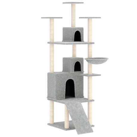 vidaXL Cat Tree with Sisal Scratching Posts Light Grey 175 cm