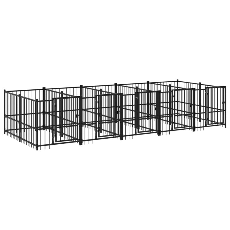 vidaXL Outdoor Dog Kennel Steel 9.38 m²