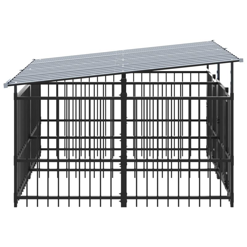 vidaXL Outdoor Dog Kennel with Roof Steel 3.75 m²