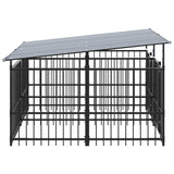 vidaXL Outdoor Dog Kennel with Roof Steel 3.75 m²