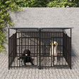 vidaXL Outdoor Dog Kennel with Roof Steel 3.75 m²