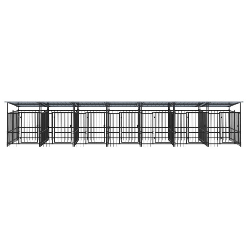 vidaXL Outdoor Dog Kennel with Roof Steel 13.14 m²