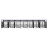 vidaXL Outdoor Dog Kennel with Roof Steel 13.14 m²