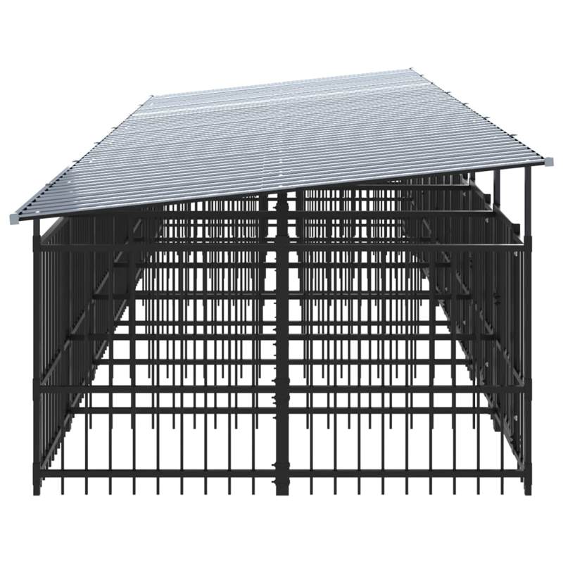 vidaXL Outdoor Dog Kennel with Roof Steel 13.14 m²