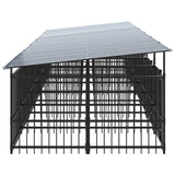 vidaXL Outdoor Dog Kennel with Roof Steel 13.14 m²