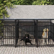 vidaXL Outdoor Dog Kennel with Roof Steel 13.14 m²