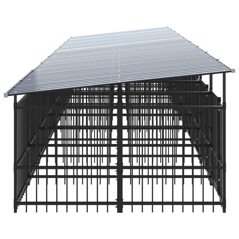 vidaXL Outdoor Dog Kennel with Roof Steel 16.89 m²