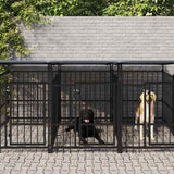 vidaXL Outdoor Dog Kennel with Roof Steel 16.89 m²