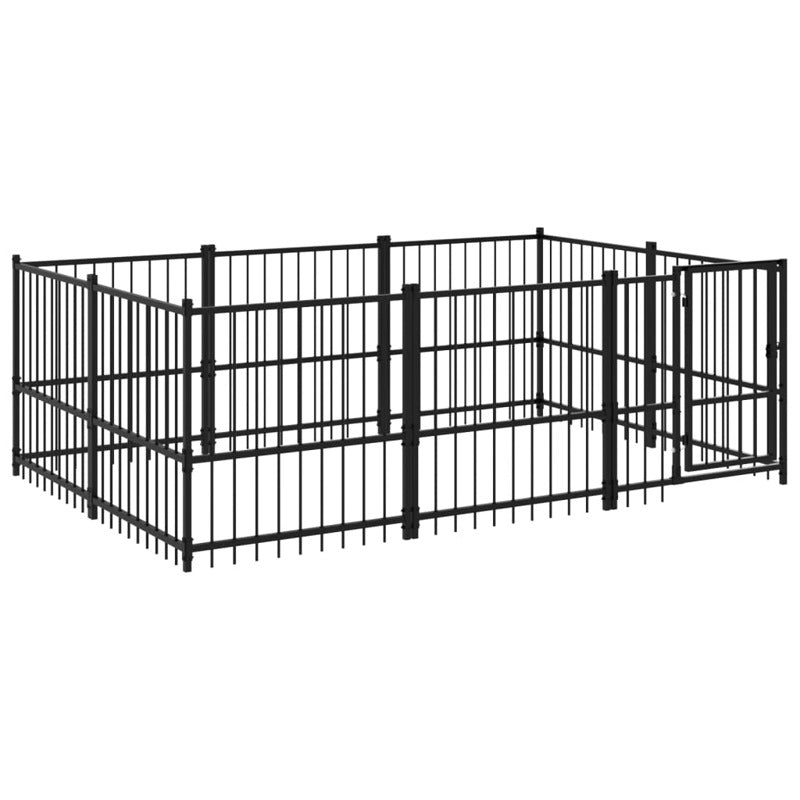 vidaXL Outdoor Dog Kennel Steel 5.63 m²