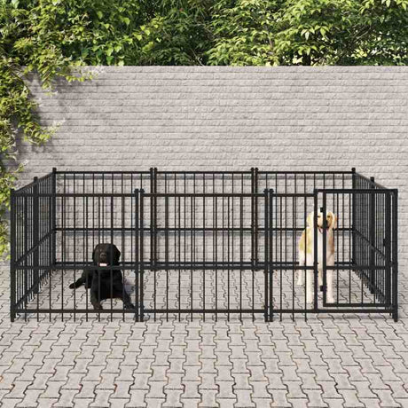 vidaXL Outdoor Dog Kennel Steel 5.63 m²