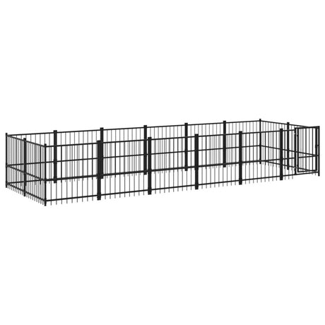 vidaXL Outdoor Dog Kennel Steel 11.26 m²