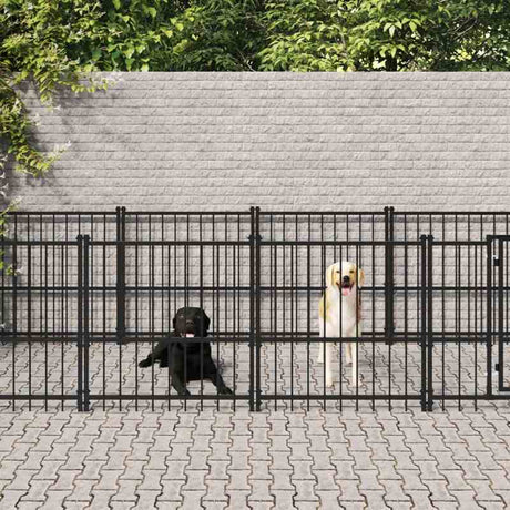 vidaXL Outdoor Dog Kennel Steel 11.26 m²