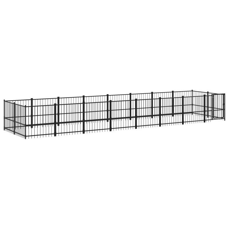 vidaXL Outdoor Dog Kennel Steel 15.02 m²