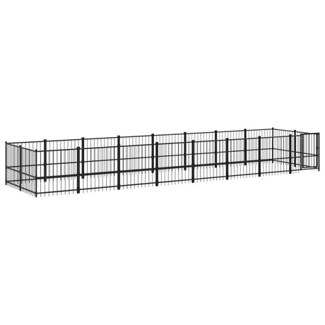 vidaXL Outdoor Dog Kennel Steel 15.02 m²