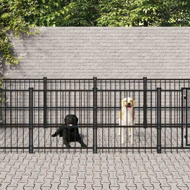 vidaXL Outdoor Dog Kennel Steel 15.02 m²