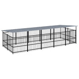 vidaXL Outdoor Dog Kennel with Roof Steel 9.38 m²