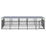 vidaXL Outdoor Dog Kennel with Roof Steel 9.38 m²