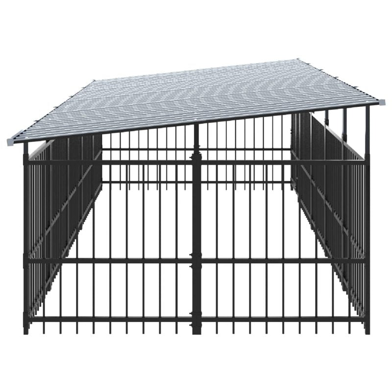 vidaXL Outdoor Dog Kennel with Roof Steel 9.38 m²