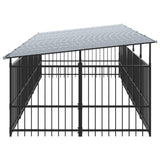 vidaXL Outdoor Dog Kennel with Roof Steel 9.38 m²