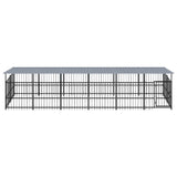 vidaXL Outdoor Dog Kennel with Roof Steel 11.26 m²