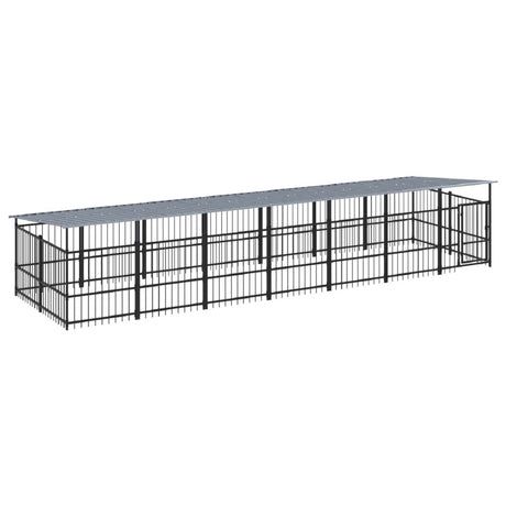 vidaXL Outdoor Dog Kennel with Roof Steel 13.14 m²