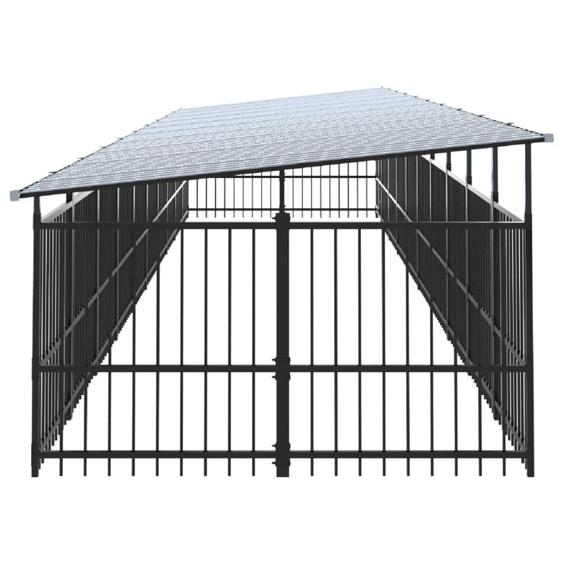 vidaXL Outdoor Dog Kennel with Roof Steel 18.77 m²