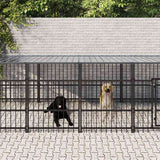 vidaXL Outdoor Dog Kennel with Roof Steel 18.77 m²