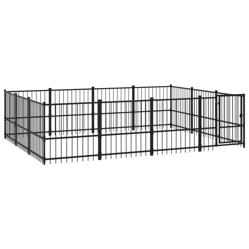 vidaXL Outdoor Dog Kennel Steel 11.58 m²