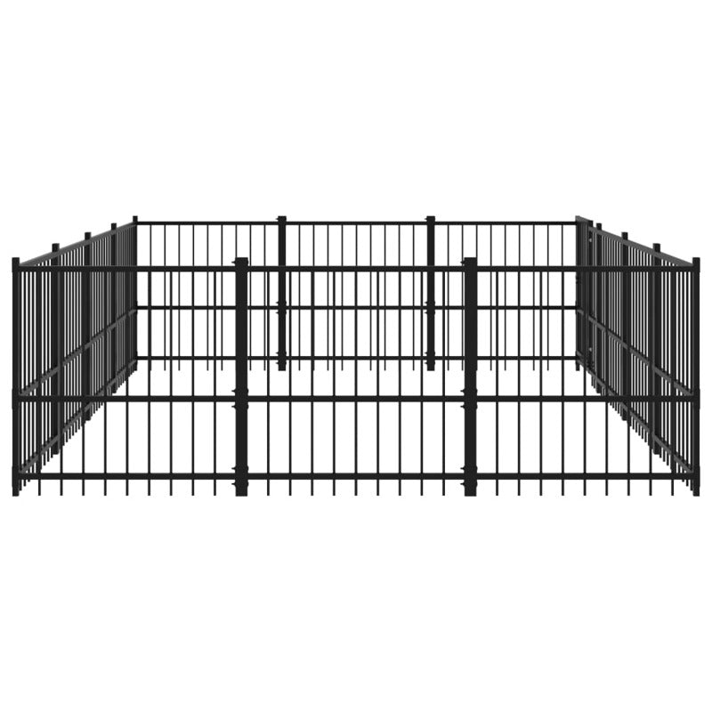 vidaXL Outdoor Dog Kennel Steel 11.58 m²