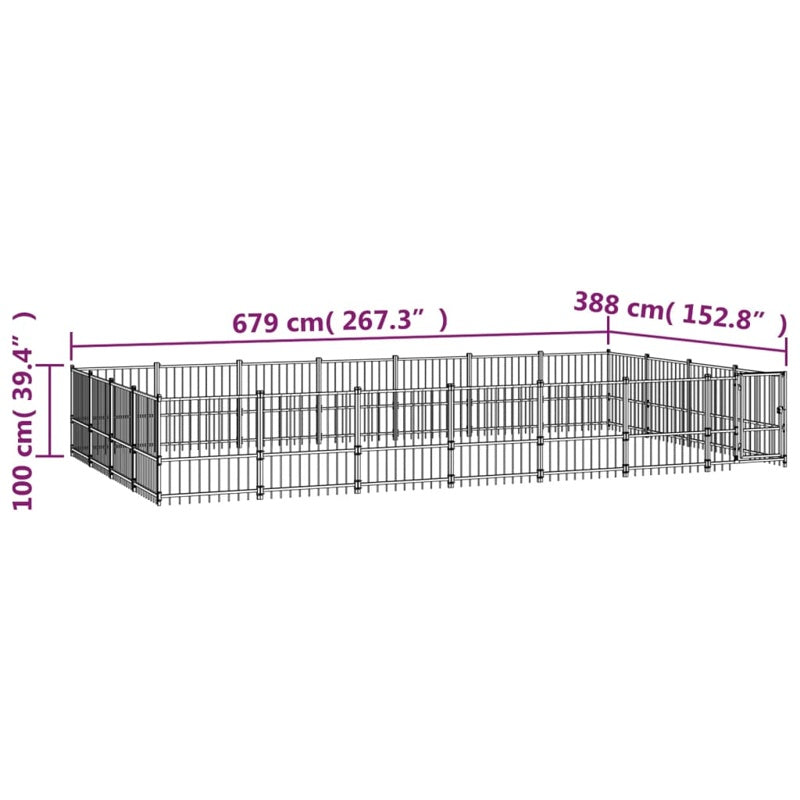 vidaXL Outdoor Dog Kennel Steel 26.35 m²