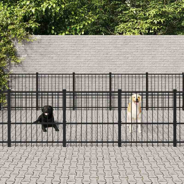 vidaXL Outdoor Dog Kennel Steel 26.35 m²