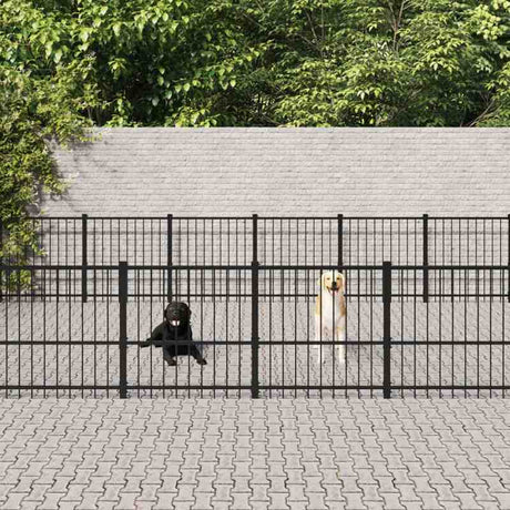 vidaXL Outdoor Dog Kennel Steel 37.64 m²