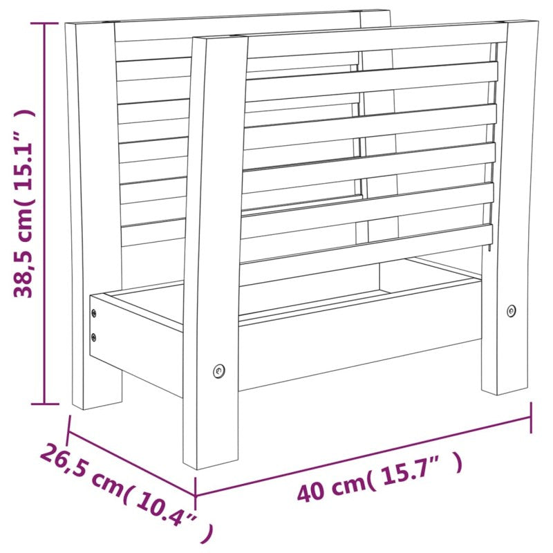 vidaXL Magazine Rack 40x26.5x38.5 cm Solid Wood Walnut