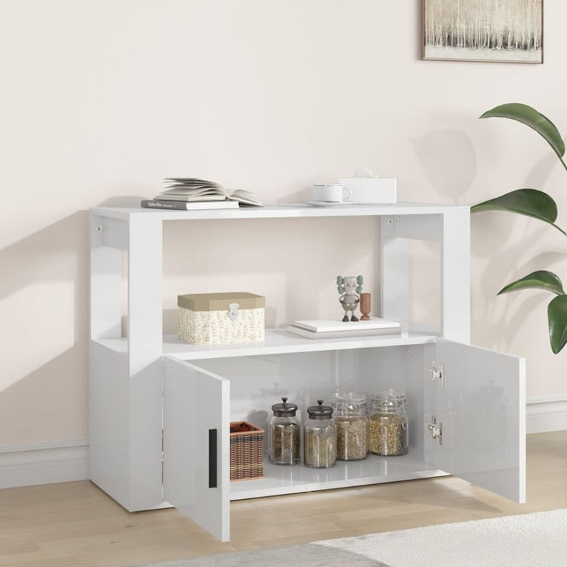 vidaXL Sideboard High Gloss White 80x30x60 cm Engineered Wood