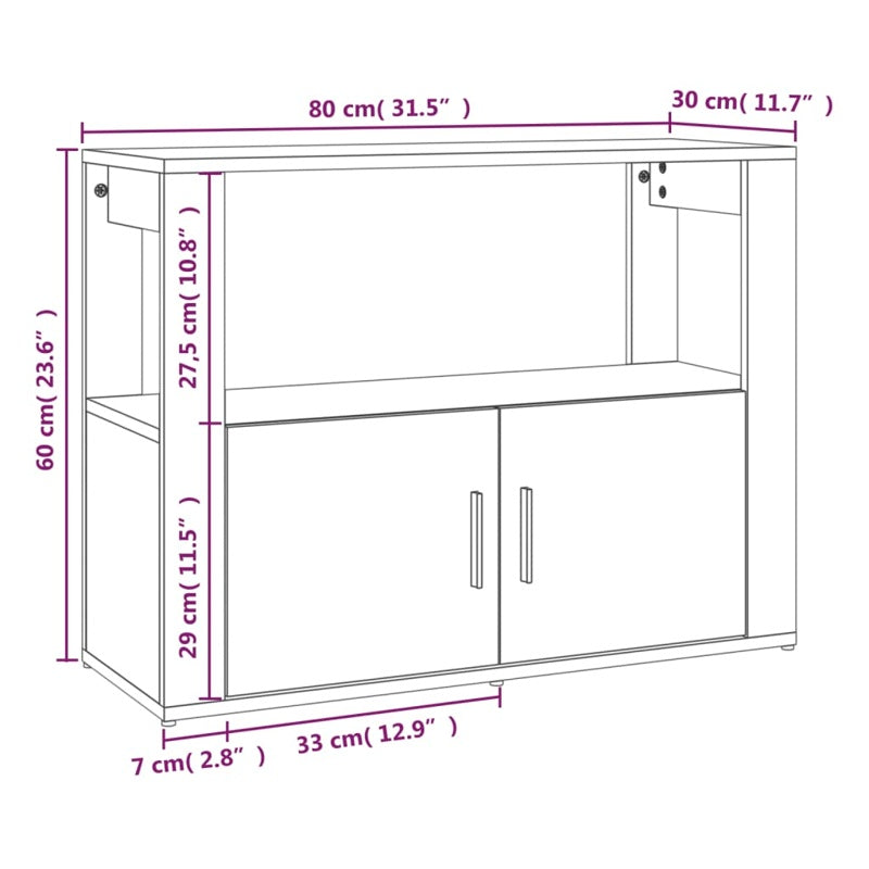 vidaXL Sideboard High Gloss White 80x30x60 cm Engineered Wood