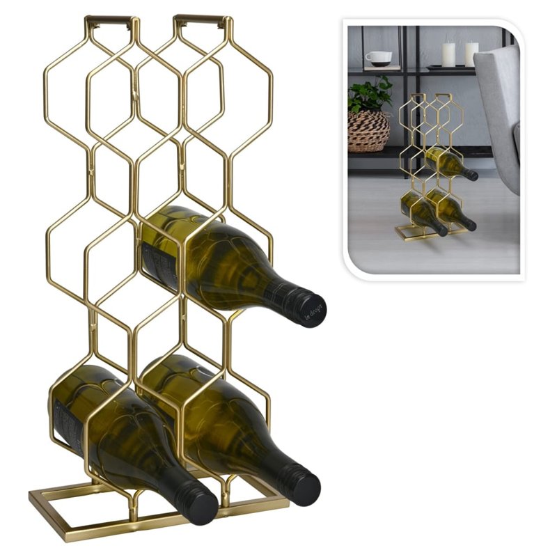 Home&Styling Wine Rack for 8 Bottles Metal Gold